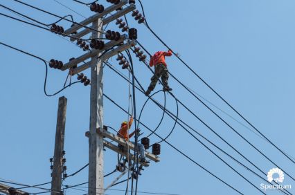 line workers in action